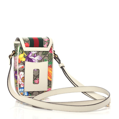 Gucci GG Supreme Monogram Flora Web Ophidia Phone Crossbody Bag White 2 of 9