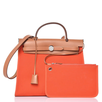 Hermes Vache Hunter Toile Herbag Zip 31 PM Orange 3 of 30