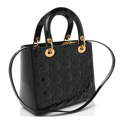 Christian Dior Patent Cannage Medium Lady Dior Black 3 of 12