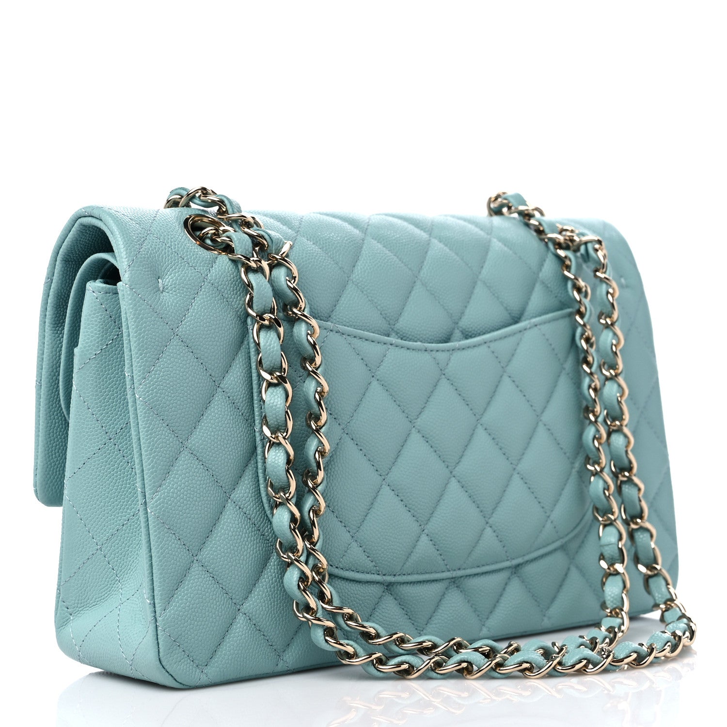 Chanel Caviar Quilted Medium Double Flap Light Blue 2 of 9