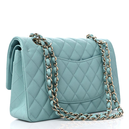 Chanel Caviar Quilted Medium Double Flap Light Blue 2 of 9
