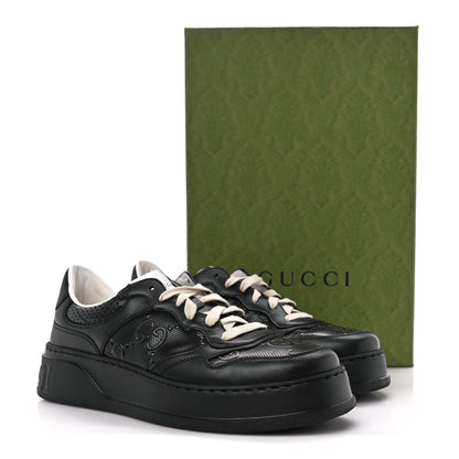 Gucci Calfskin GG Tennis Embossed Perforated Mens Interlocking G 55mm Sneakers 8 Black 10 of 10