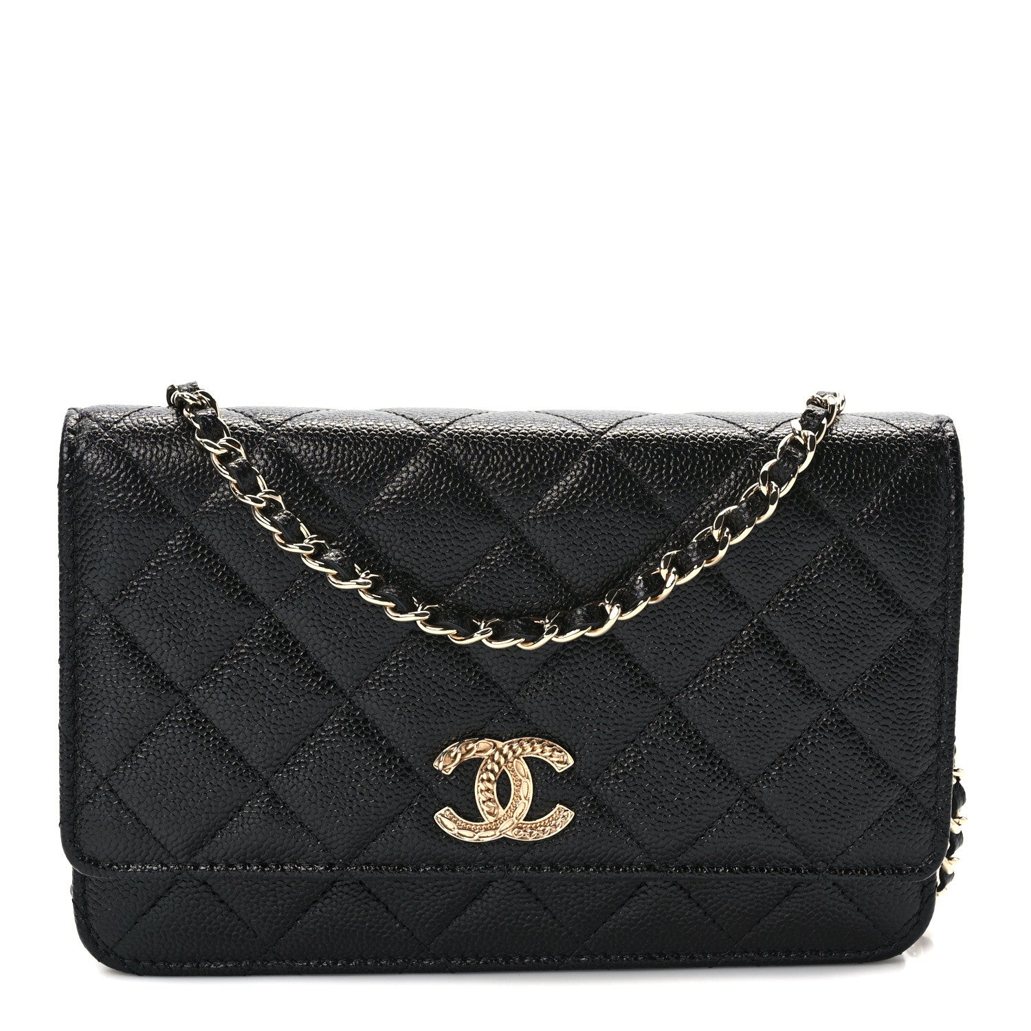 Chanel Caviar Quilted Chain CC Wallet On Chain WOC Black 1 of 11