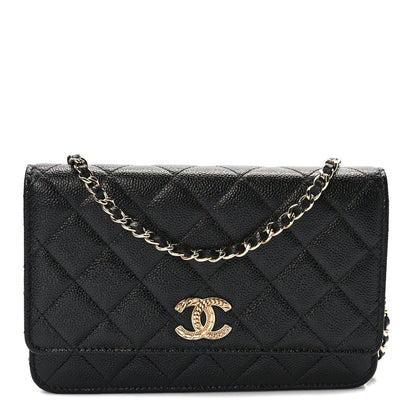 Chanel Caviar Quilted Chain CC Wallet On Chain WOC Black 1 of 11