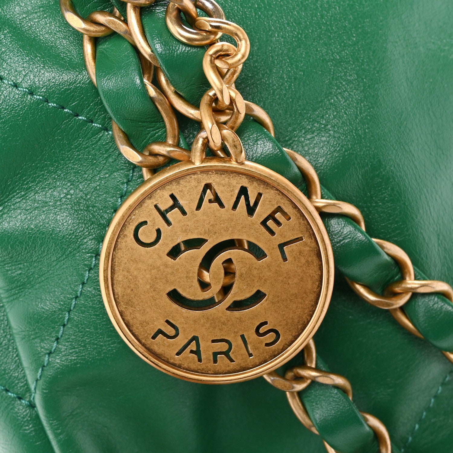 Chanel Shiny Calfskin Quilted Small Chanel 22 Green 13 of 14