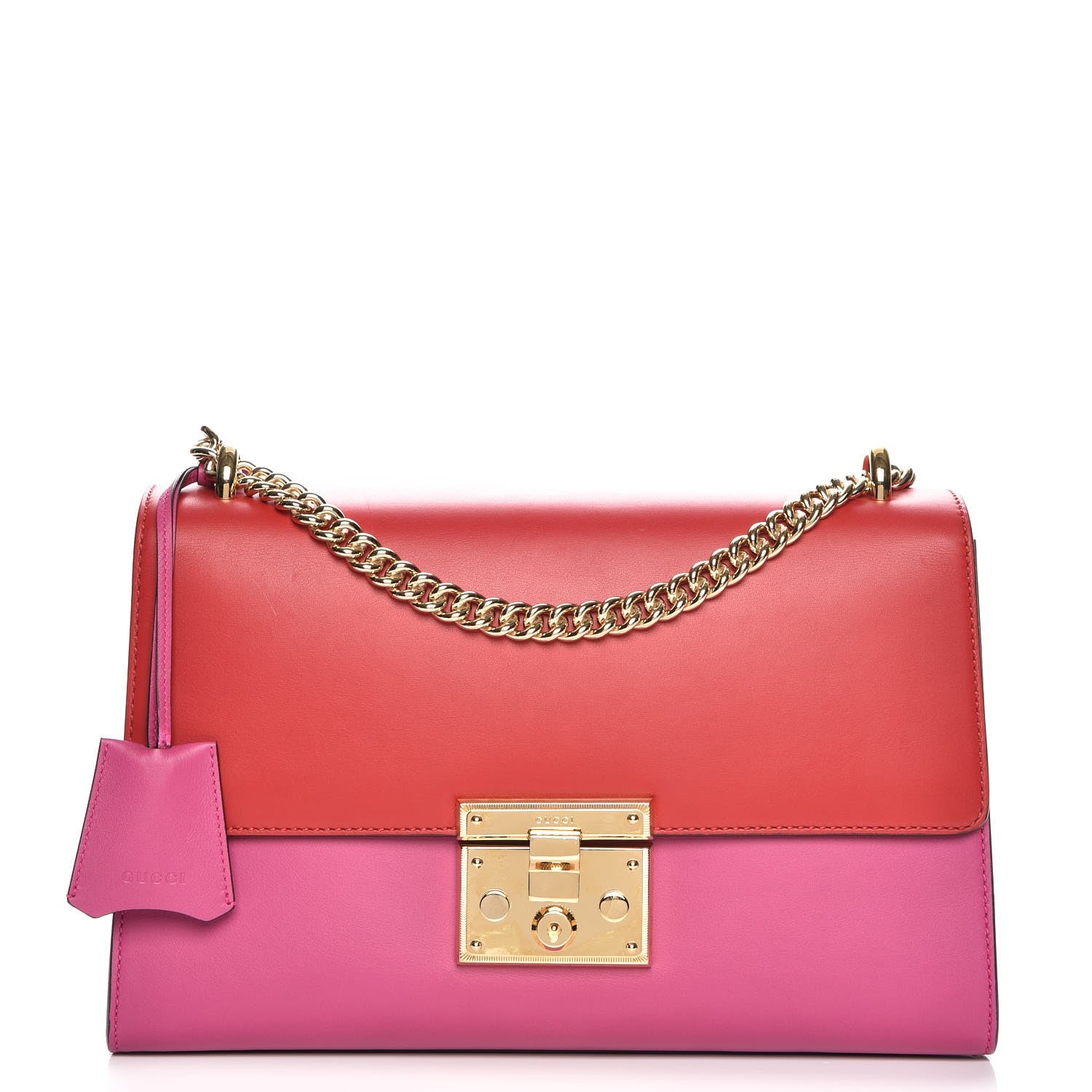 Gucci Moon Calfskin Bi-Color Medium Padlock Shoulder Bag New Rosette Hibiscus Red 1 of 8