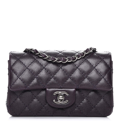 Chanel Washed Caviar Quilted Mini Rectangular Flap Dark Purple 1 of 7