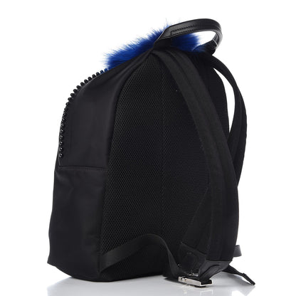 Fendi Nylon Vitello Century Mink Fox Goat Fur Studded Karlito Backpack Black Multicolor 3 of 8