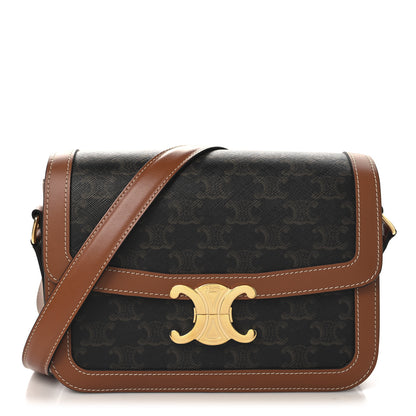 Celine Triomphe Canvas Calfskin Medium Triomphe Bag Tan 1 of 10