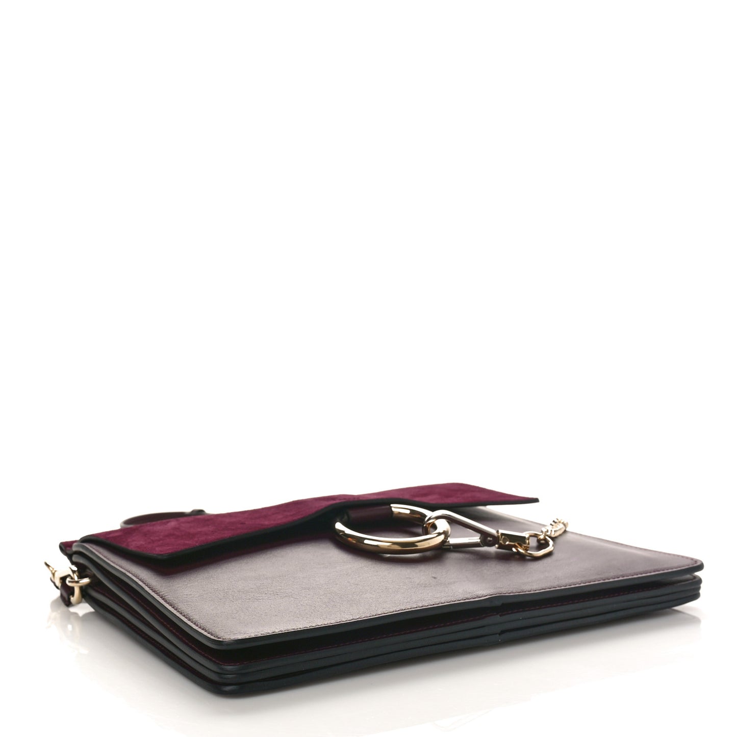 Suede Calfskin Medium Faye Shoulder Bag Dark Purple