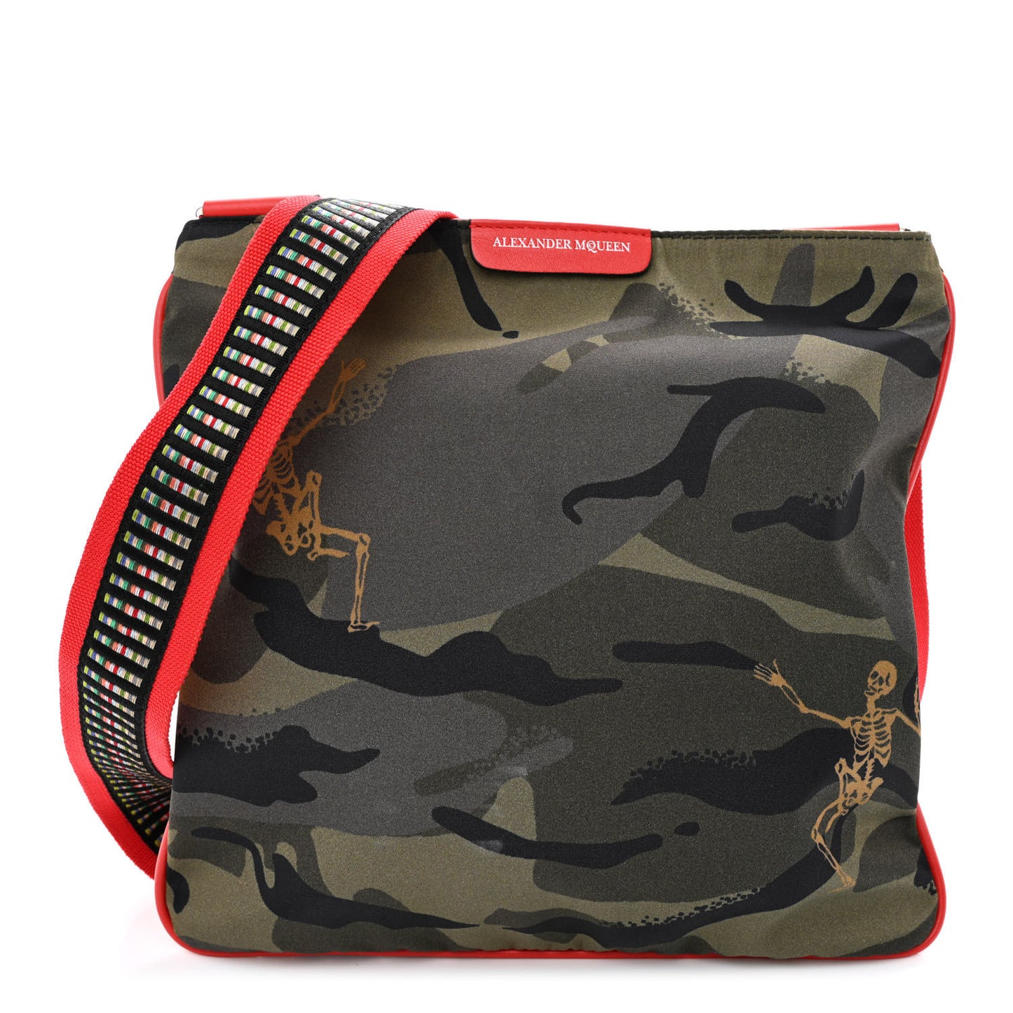 Nylon Camouflage Dancing Skeleton Messenger Bag Red