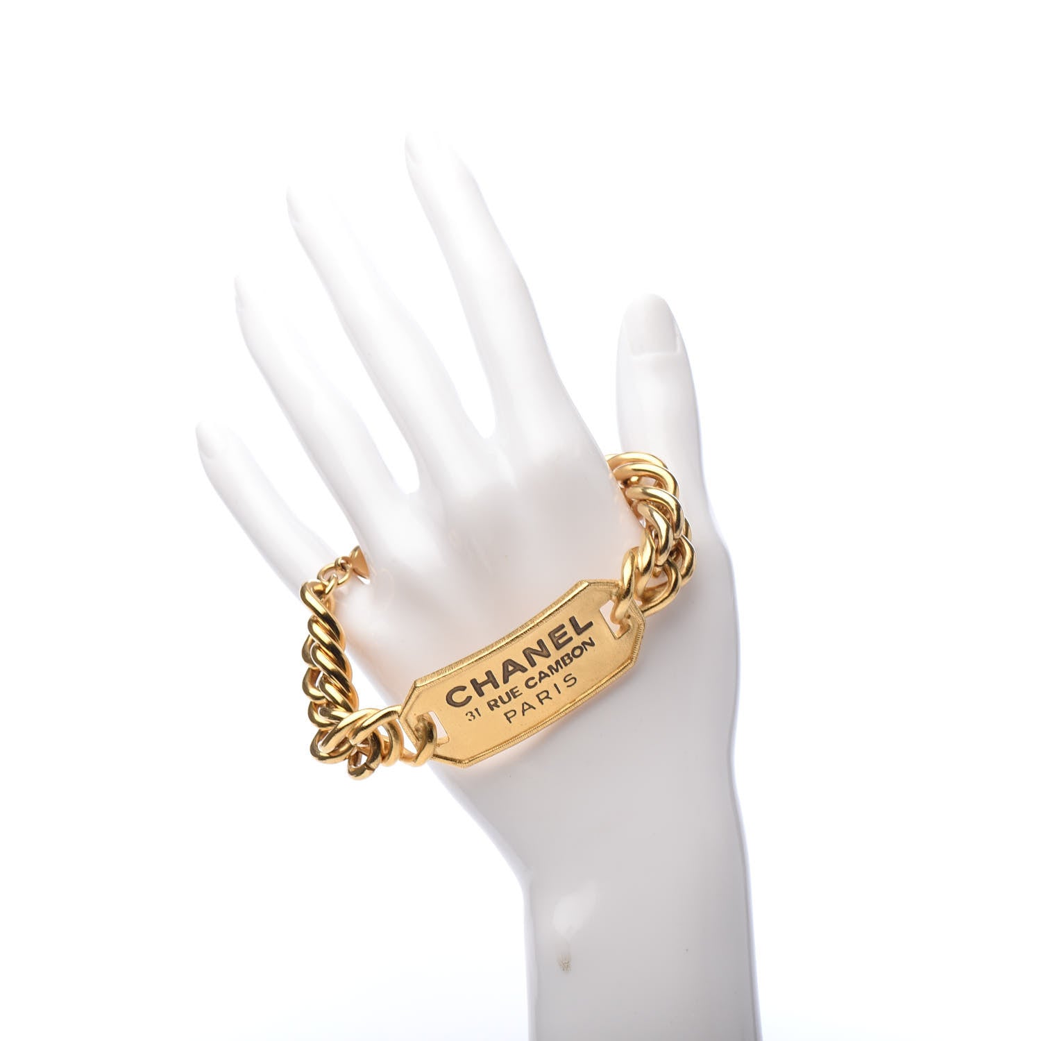 Chanel Metal 31 Rue Cambon Paris ID Chain Bracelet Gold 2 of 5
