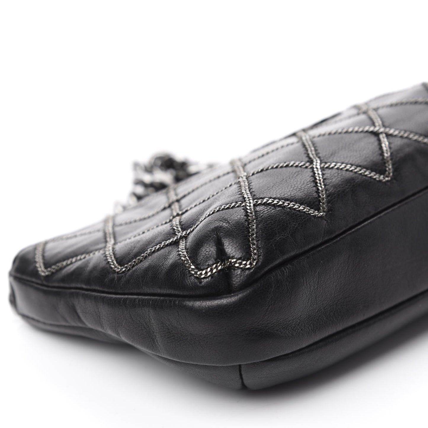Calfskin Chain Stitch Clutch Black