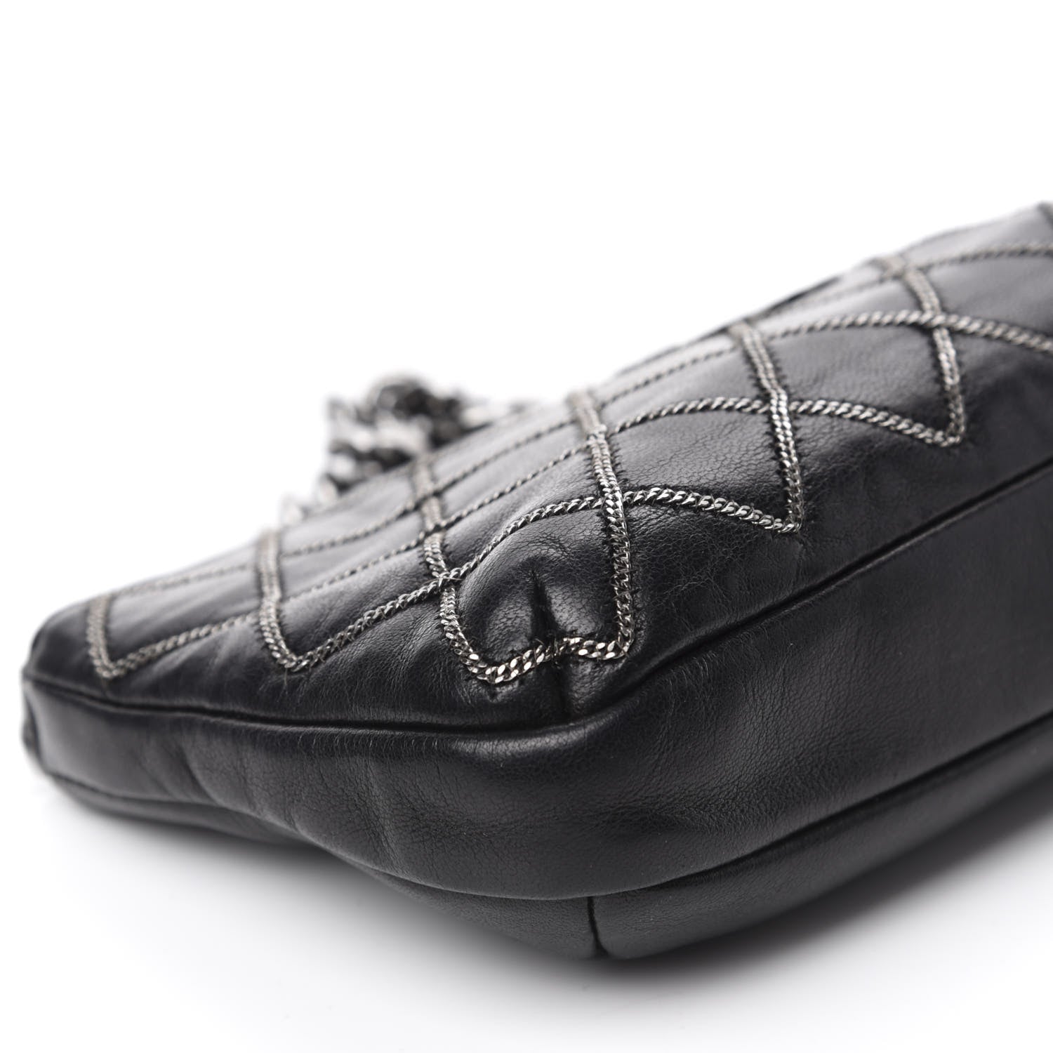 Chanel Calfskin Chain Stitch Clutch Black 6 of 10