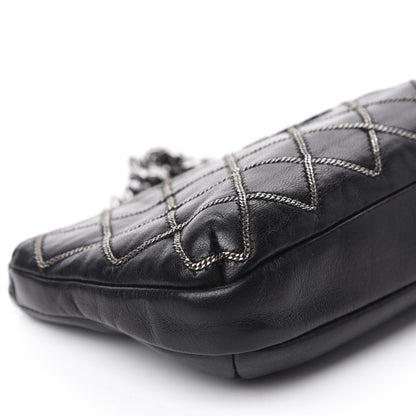 Chanel Calfskin Chain Stitch Clutch Black 6 of 10