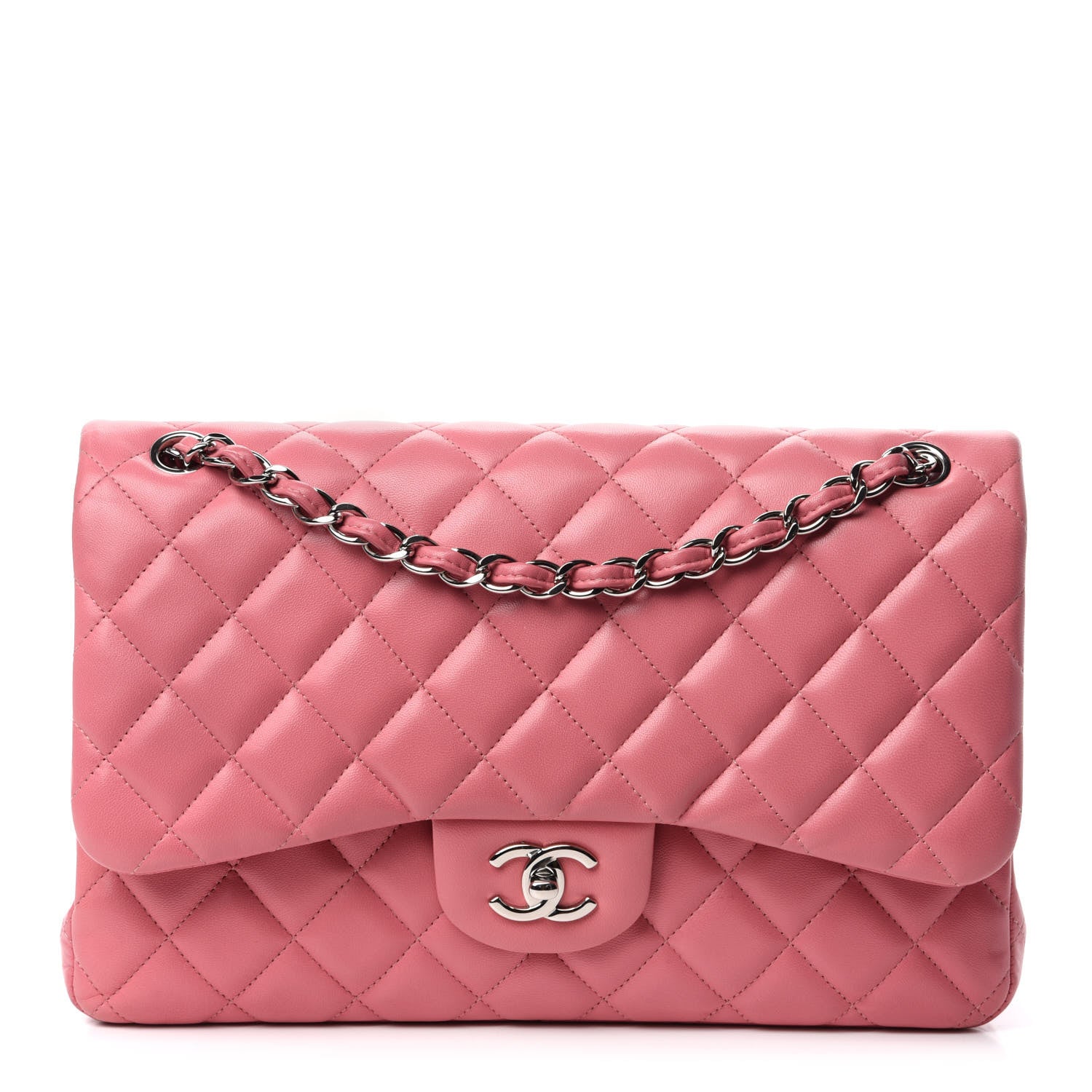 Chanel Lambskin Quilted Jumbo Double Flap Pink 1 of 14