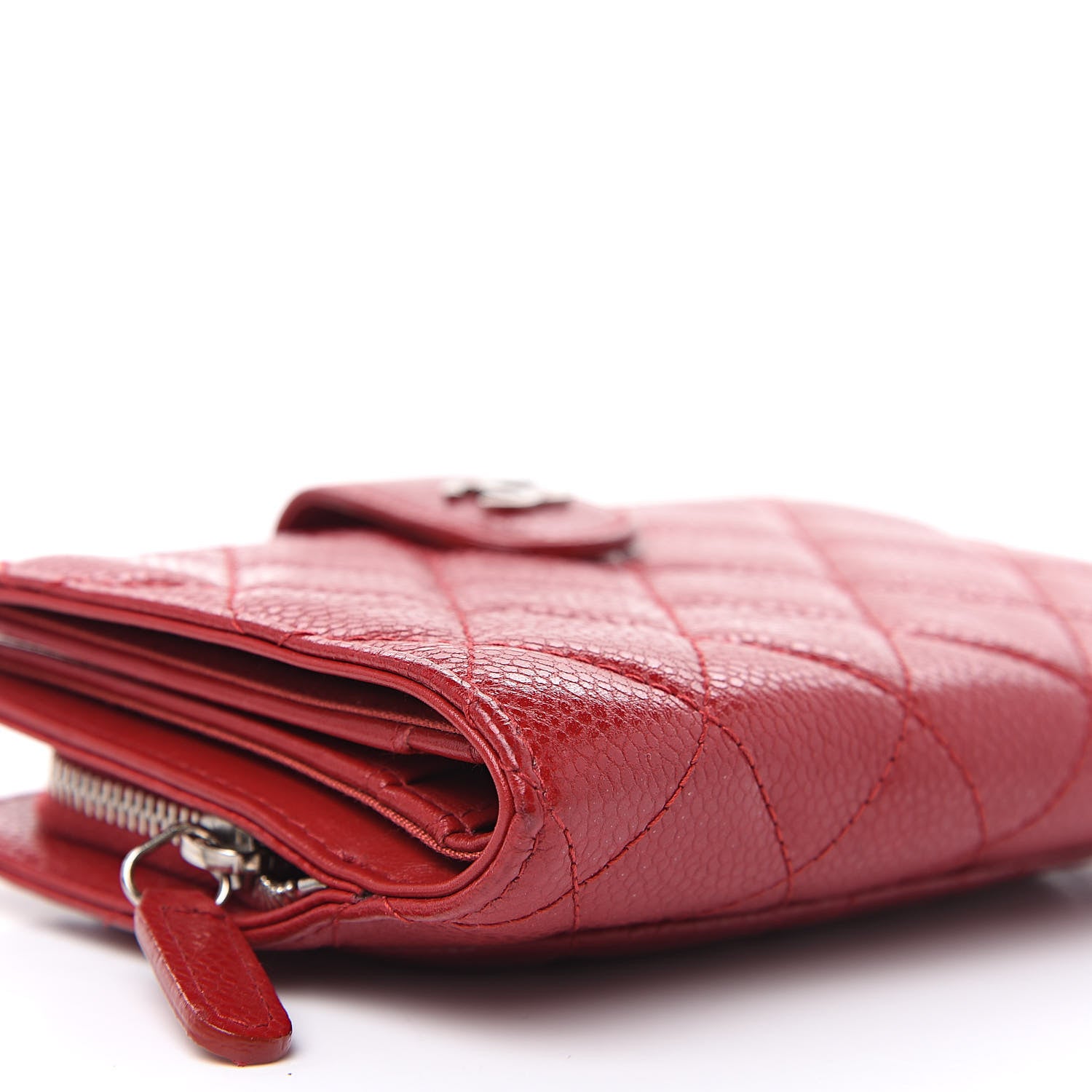 Chanel Caviar Quilted Zipped Pocket Wallet Dark Red 6 of 13