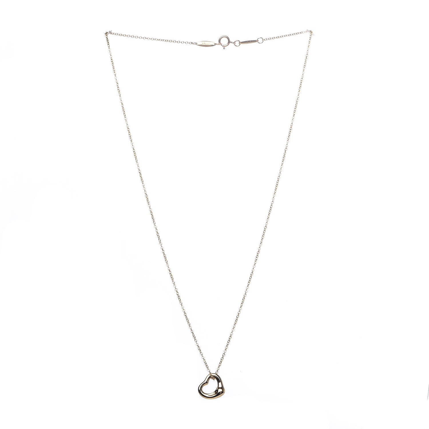 Tiffany 18K Yellow Gold 11mm Elsa Peretti Open Heart Pendant Necklace 3 of 10