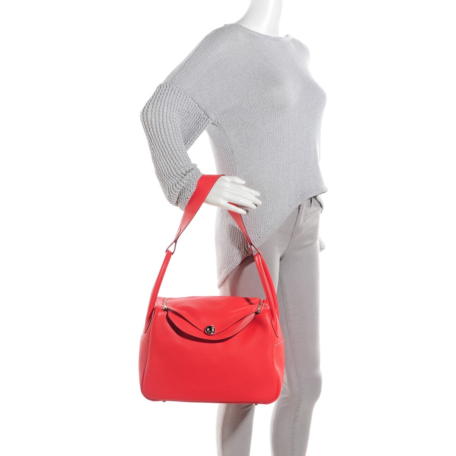 Hermes Taurillon Clemence Lindy 34 Rouge Pivoine 4 of 11