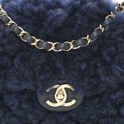 Chanel Shearling Lambskin Quilted Flap Navy Blue 8 of 10