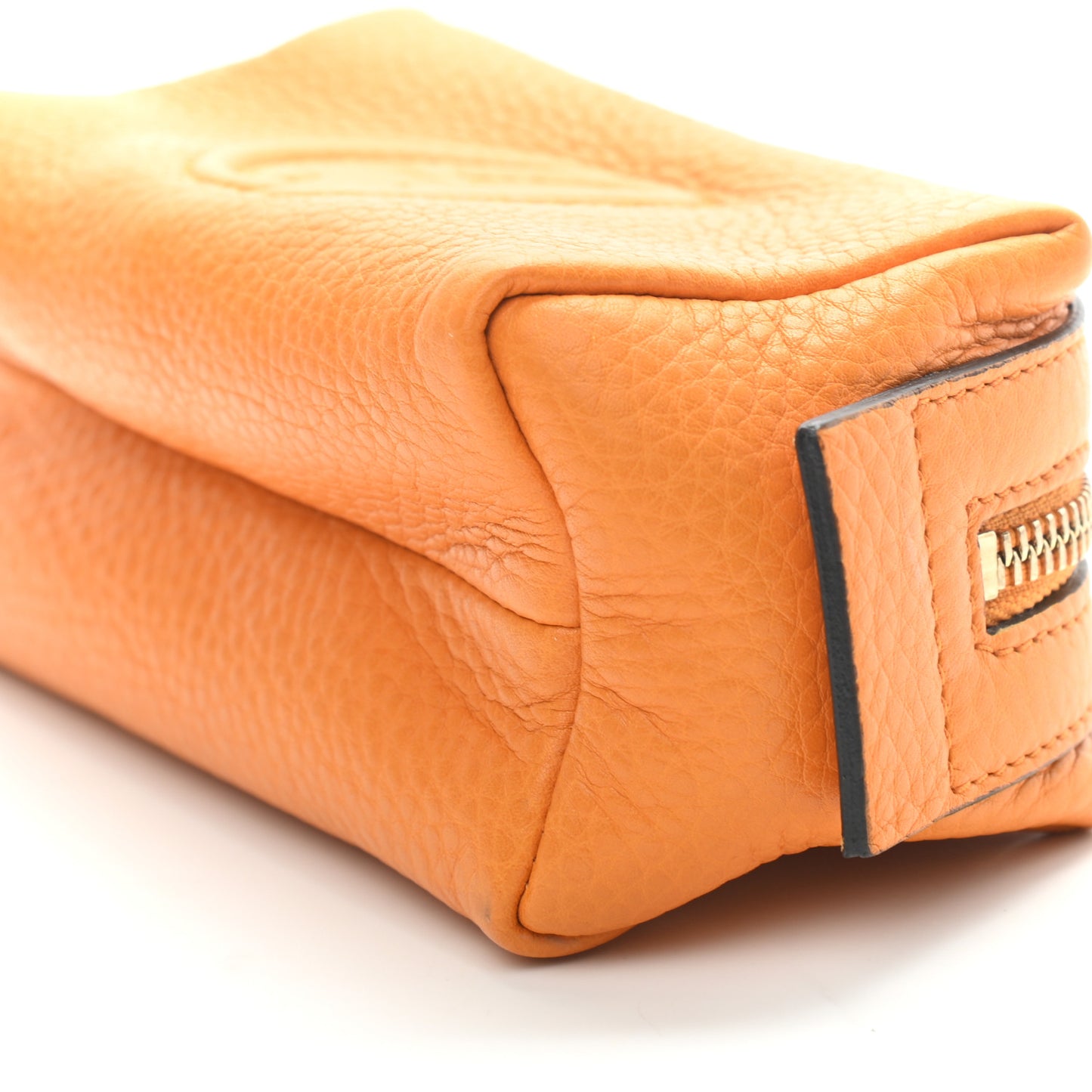 Pebbled Calfskin Small Soho Cosmetic Case Curcuma