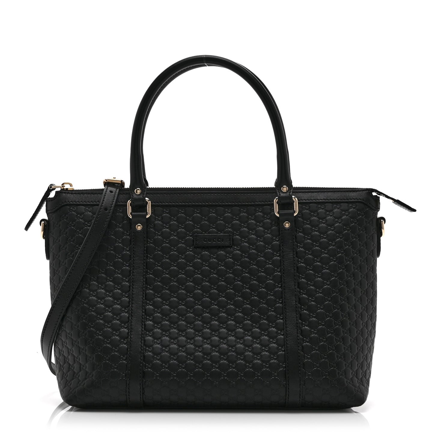 Soft Microguccissima Small Zippered Satchel Black