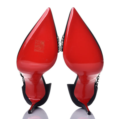 Christian Louboutin Crepe Satin Strass Antinorina 100 Pumps 37 Black 5 of 8