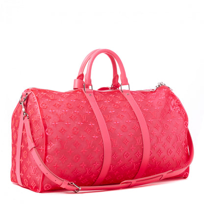 Louis Vuitton Monogram Fluo See Through Keepall Bandouliere 50 Rose 2 of 12