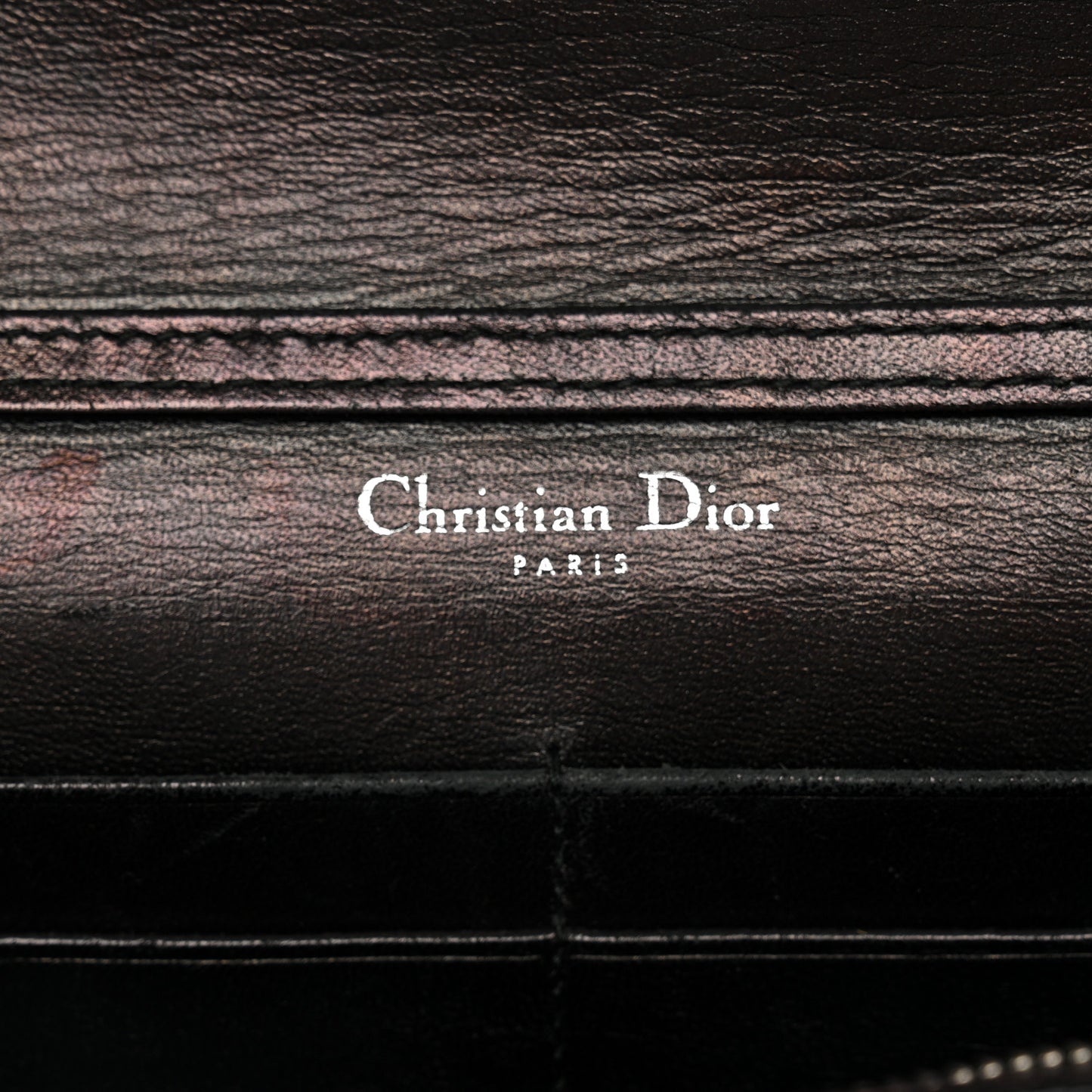 Grained Calfskin Diorama Wallet on Chain Pouch Black