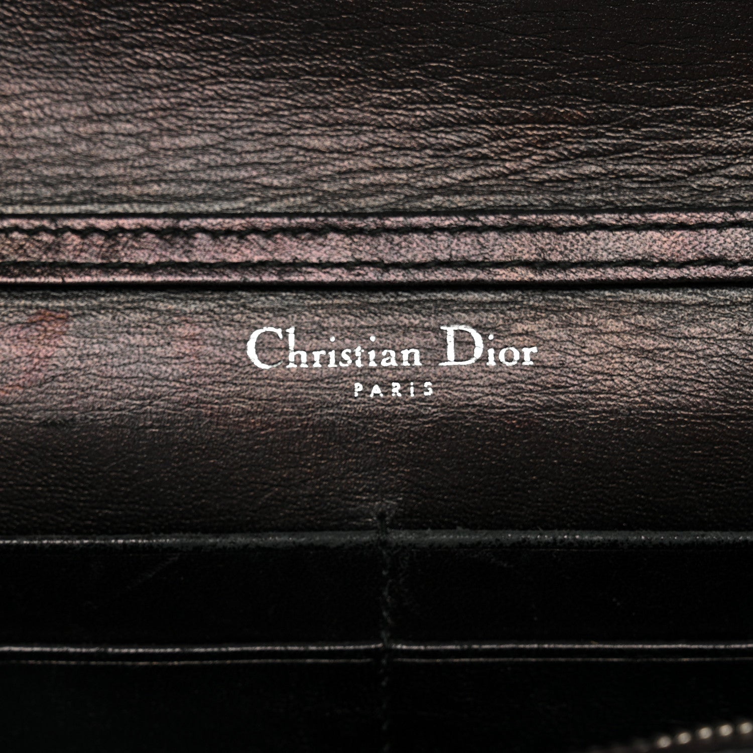 Christian Dior Grained Calfskin Diorama Wallet on Chain Pouch Black 6 of 11