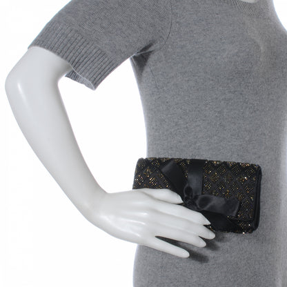 Chanel Satin Beaded Ribbon Bow Clutch Black 2 of 7