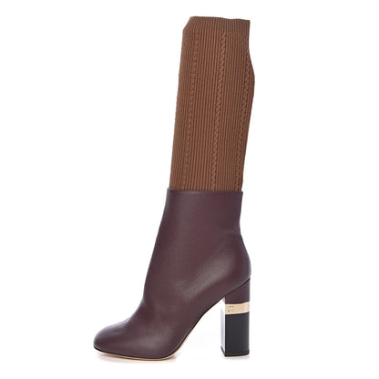 Chanel Kangaroo Knit CC Short Booties 38 Burgundy Black 1 of 11