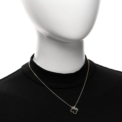 Van Cleef & Arpels 18K Yellow Gold Black Onyx Vintage Alhambra Pendant Necklace 2 of 6