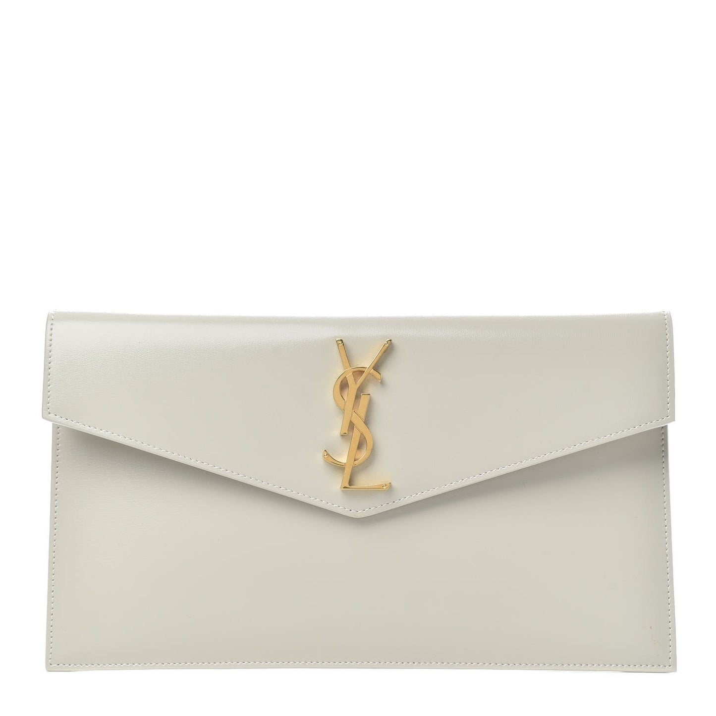 Smooth Shiny Calfskin Uptown Pouch Crema Soft