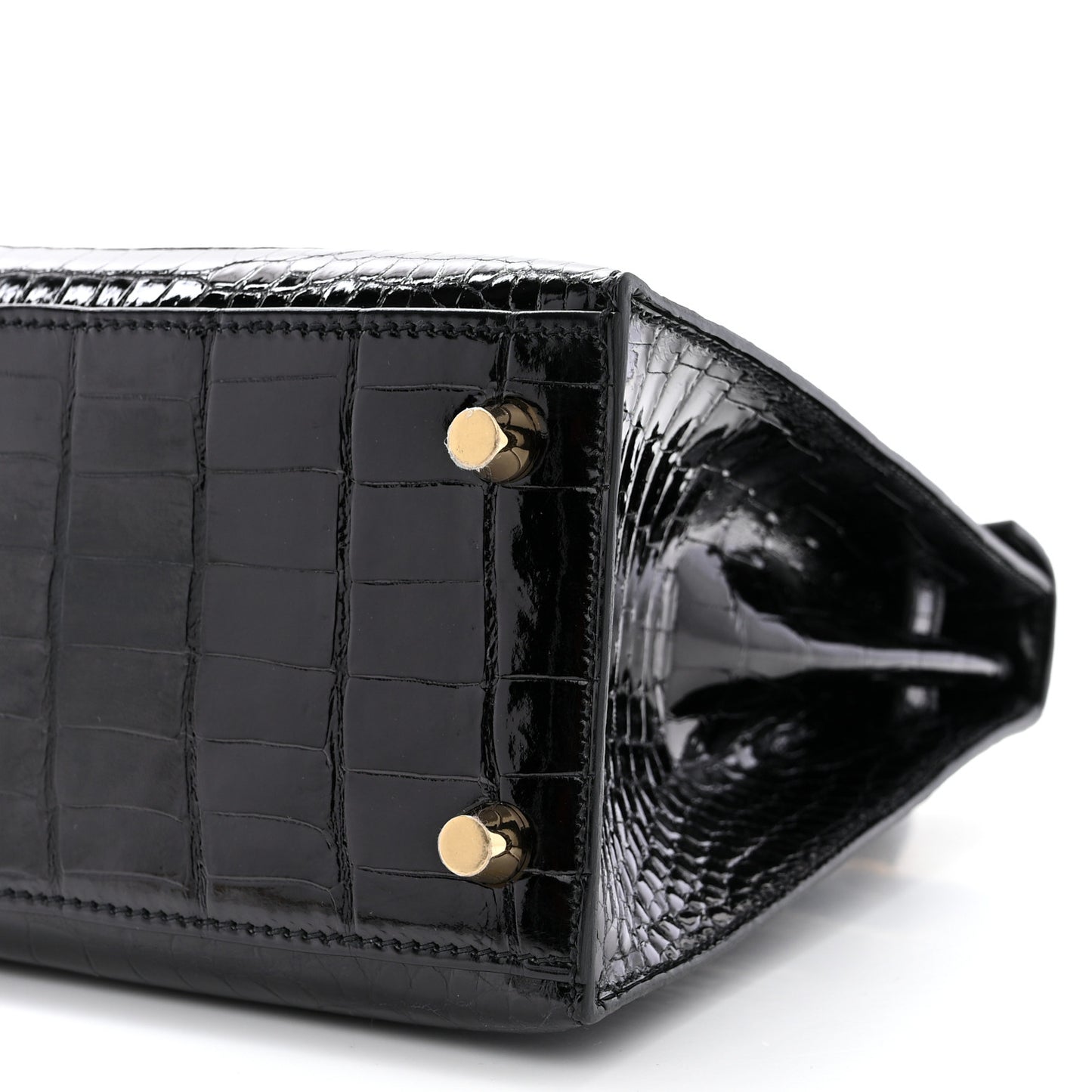 Shiny Porosus Crocodile Kelly Sellier 25 Black