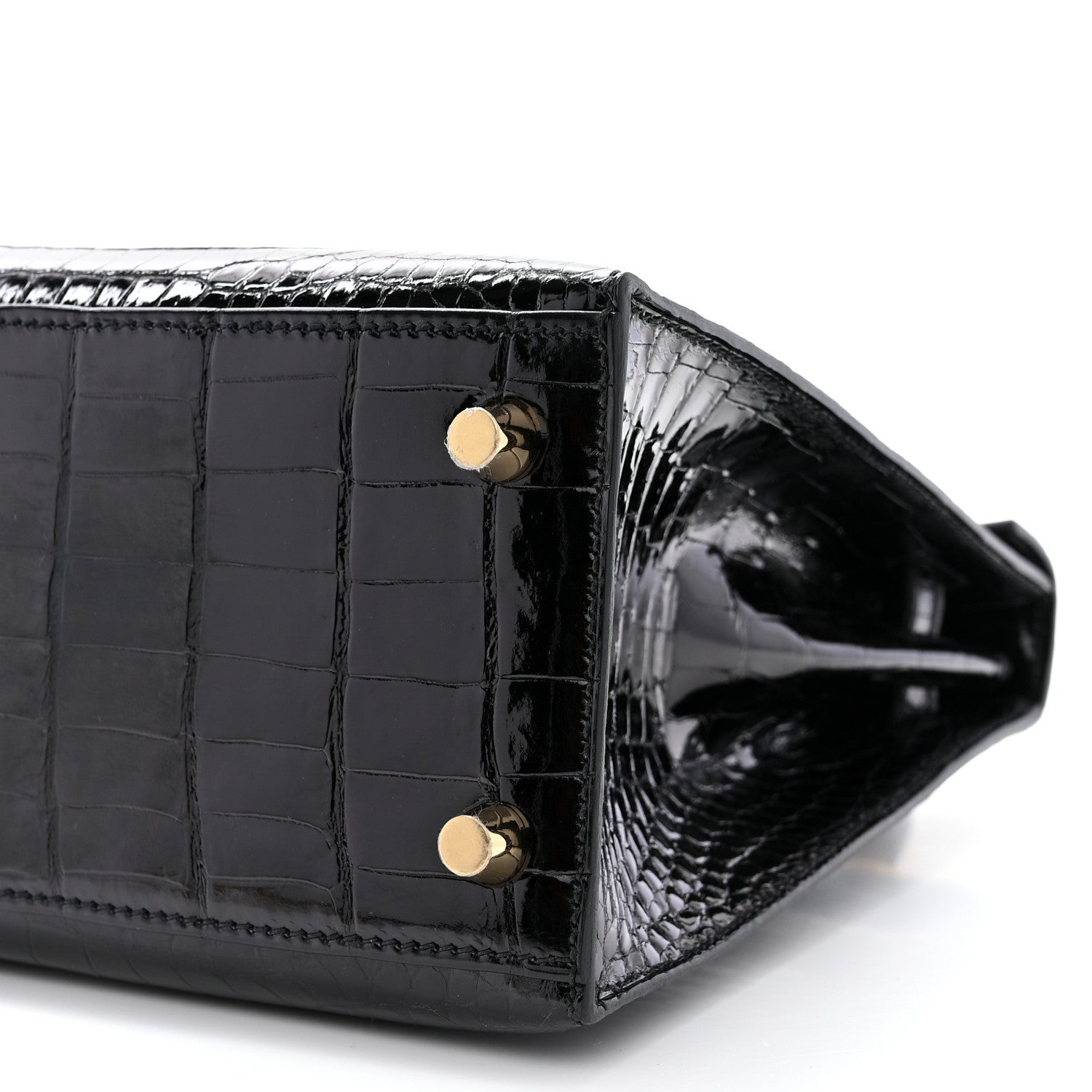 Hermes Shiny Porosus Crocodile Kelly Sellier 25 Black 10 of 11
