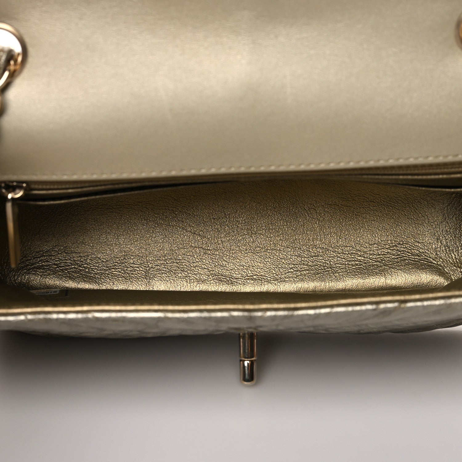 Chanel Patent Metallic Crumpled Calfskin Chevron Quilted Mini Rectangular Flap Gold 5 of 9