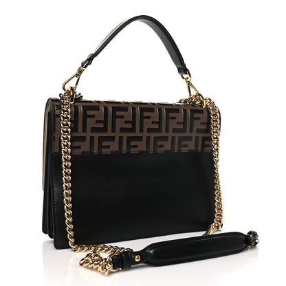 Fendi Vitello Liberty Bi-Color FF 1974 Embossed Chain Strap Kan U Shoulder Bag Black Maya 3 of 11