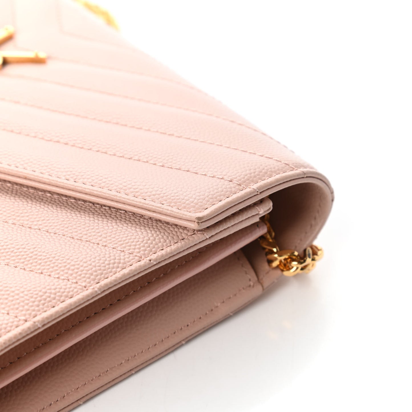 Grain De Poudre Matelasse Chevron Monogram Chain Wallet Pale Pink