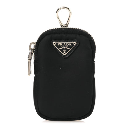 Prada Re-Nylon Pocket Triangle Padded Mini Key Chain Pouch Black 1 of 6