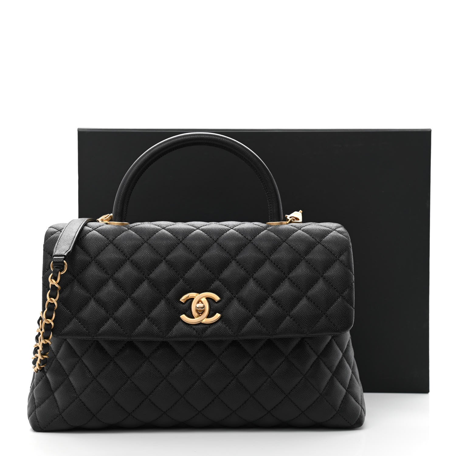 Chanel Caviar Quilted Medium Coco Handle Flap Black 10 of 10
