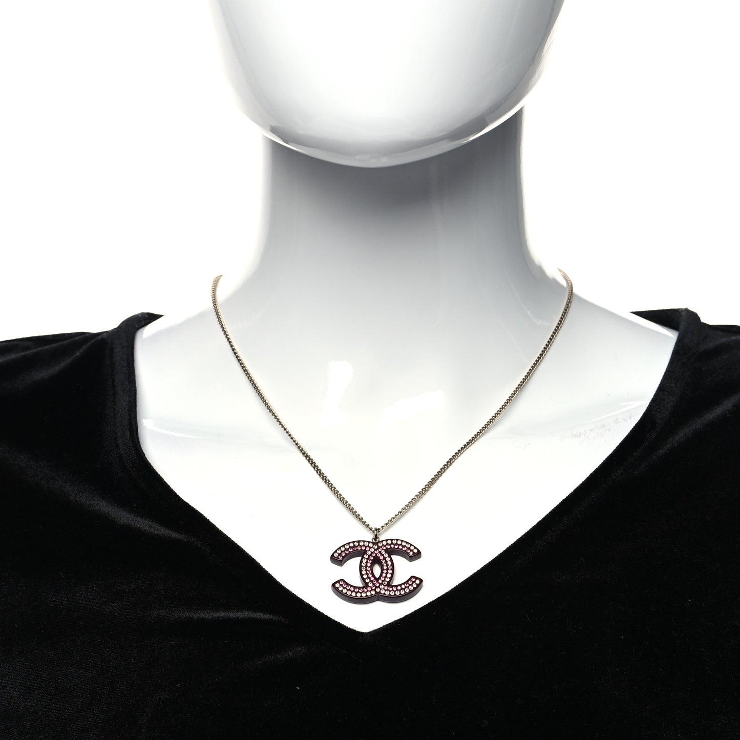 Resin Crystal CC Necklace Purple Pink