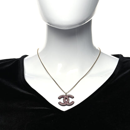 Chanel Resin Crystal CC Necklace Purple Pink 2 of 5
