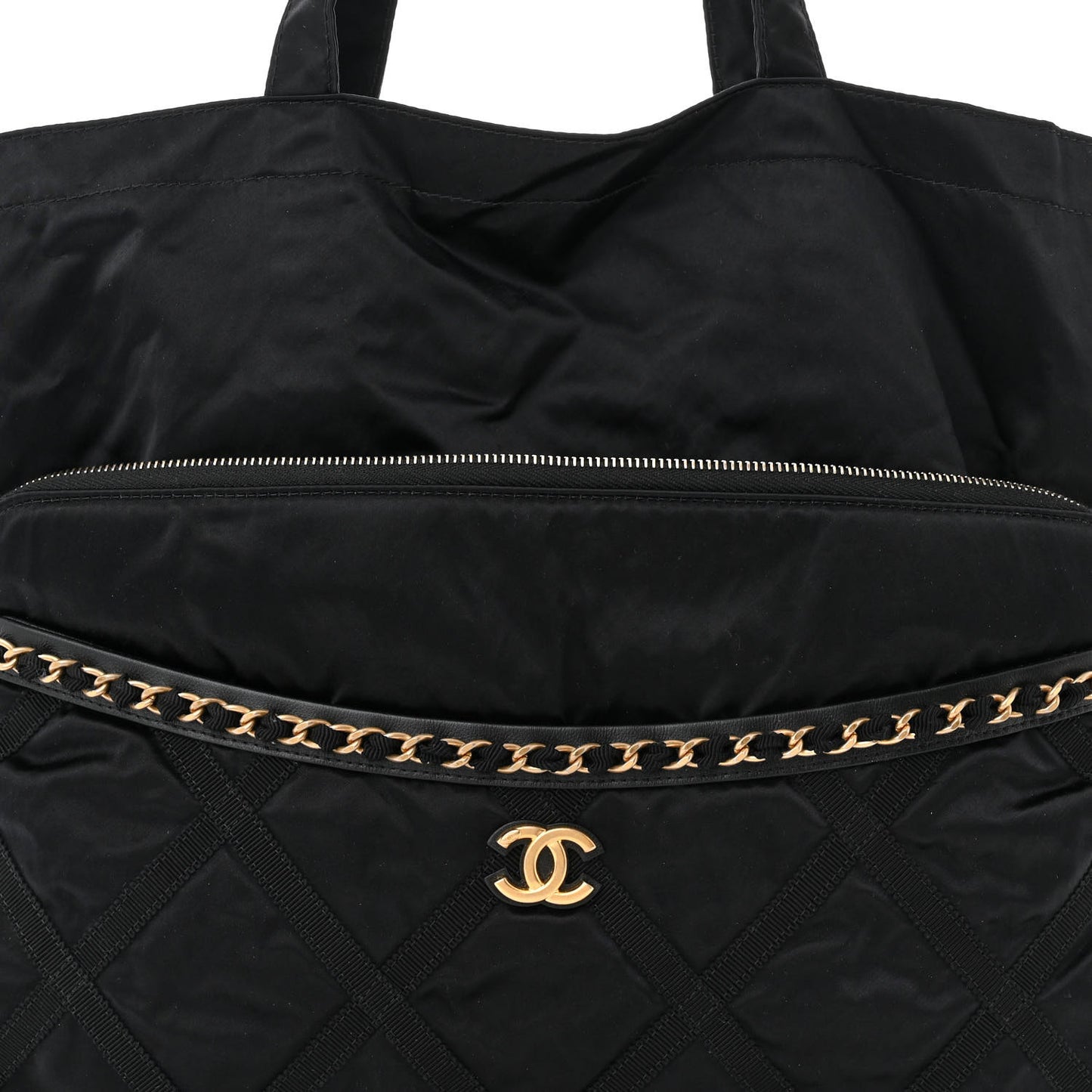 Nylon Grosgrain Large Lifestyle Pouch With Foldable Tote Black