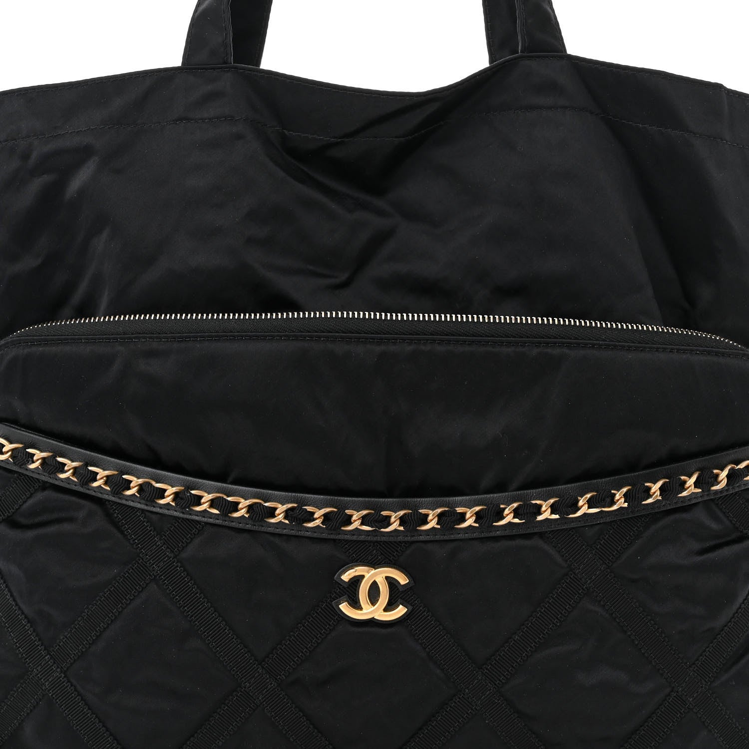 Chanel Nylon Grosgrain Large Lifestyle Pouch With Foldable Tote Black 9 of 11