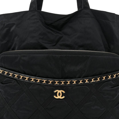 Chanel Nylon Grosgrain Large Lifestyle Pouch With Foldable Tote Black 9 of 11