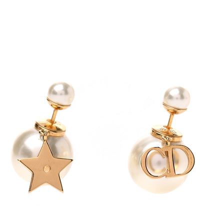 Christian Dior Pearl Mise En Dior Logo Tribal Earrings 1 of 4