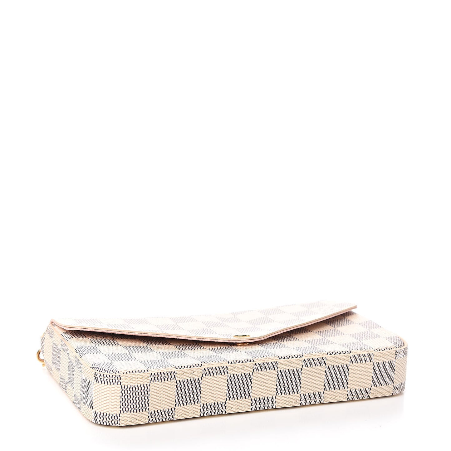 Damier Azur Pochette Felicie Chain Wallet Rose Ballerine