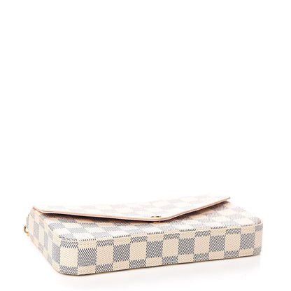 Louis Vuitton Damier Azur Pochette Felicie Chain Wallet Rose Ballerine 4 of 11