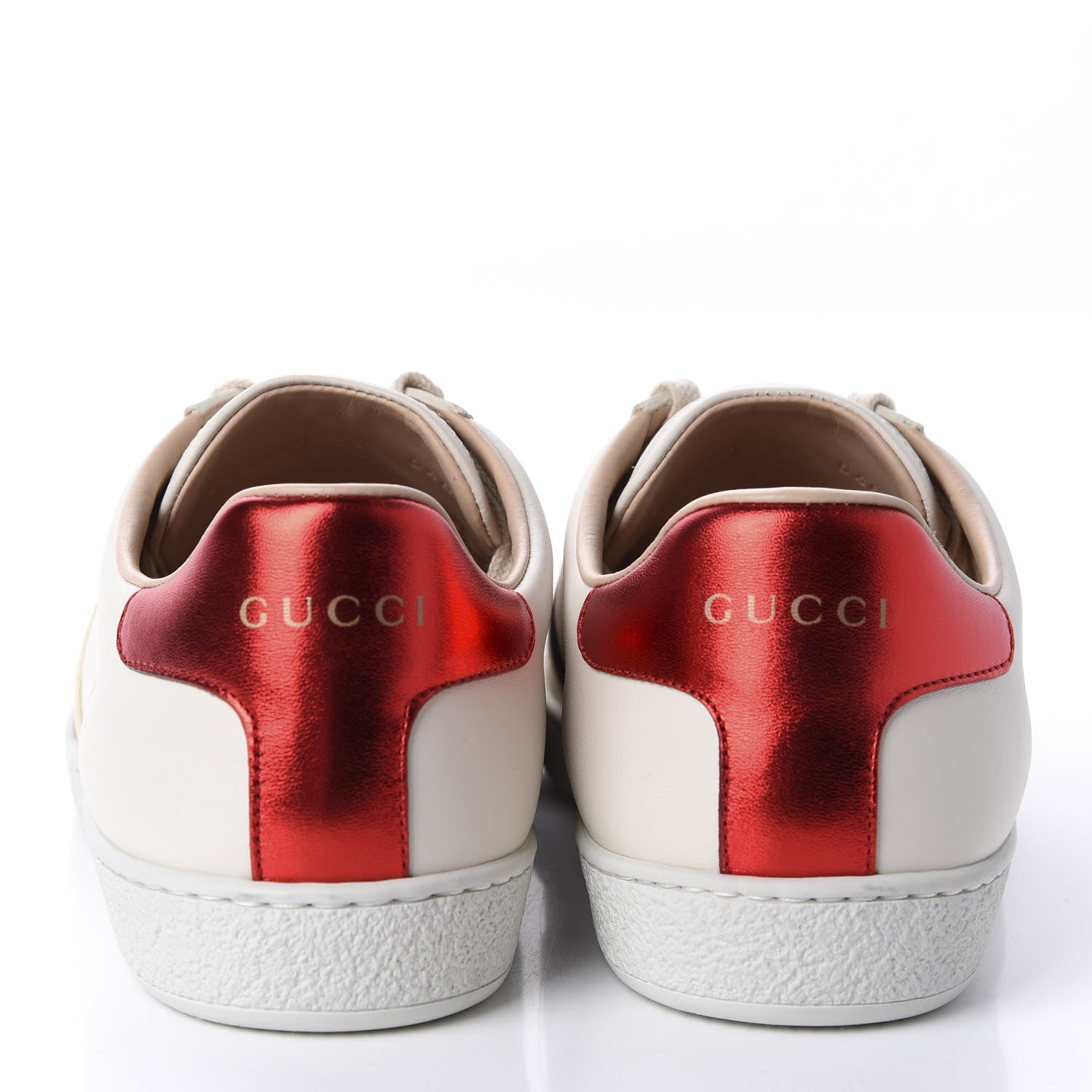 Gucci Calfskin Stripe Womens New Ace Sneakers 39 New Mystic White Ecru Red Flame 6 of 10